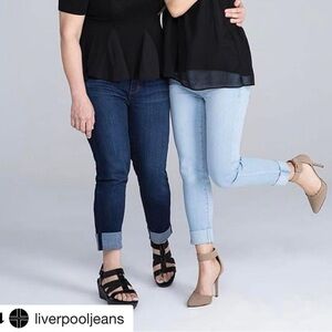 Like New! Liverpool Jeans wide cuffed skinny cropped 5-pkt stretch denim jeans